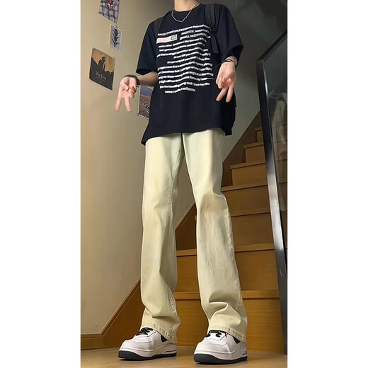 简兴恒美式复古牛仔裤男春秋季新款直筒修身微喇高街vibe裤子男休闲长裤 DDD-686复古蓝 2XL 140-160斤