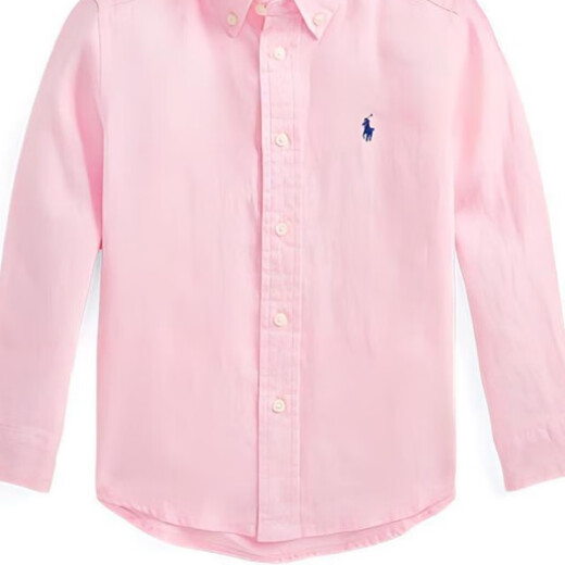 RALPH LAUREN Ralph Lauren children's clothing SS22 Logo embroidered solid linen long-sleeved shirt boys pink pink S
