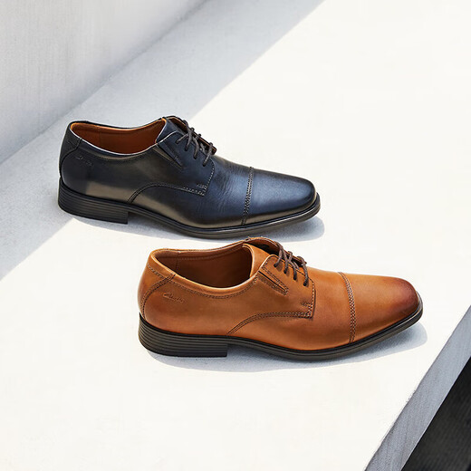 Clarks其乐Tilden Cap商务正装男鞋牛皮舒适透气方头男士德比鞋