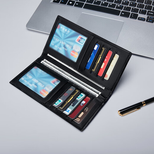 GOLF MADAM男士钱包真皮长款皮夹钱包卡包证件包商务多功能大容量礼物送男友 黑色