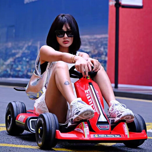 Bedochi children's electric car go-kart four-wheel remote control toy car children can drive adults can sit adults 3-10 years old red remote control / adjustable speed + retractable + large battery