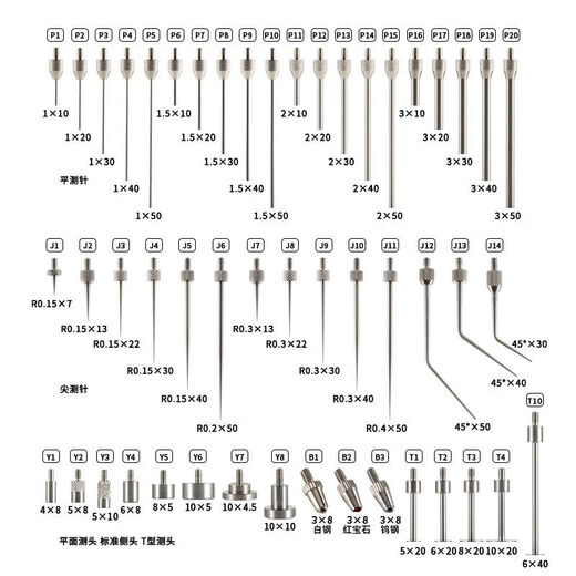 Dial indicator flat probe probe tip probe dial indicator probe height meter probe height gauge probe flat probe P9 1.5*40MM