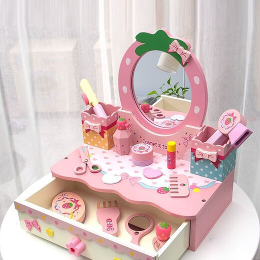 Spielen Sie Kinderspielzeugkosmetik-Set Make-up-Tisch-Schmuckschachtel Little Girl Prinzessin 3-6 Jahre alt, um das Geburtstagsgeschenk von House Make-up + Friseur-Farbverkleidertisch zu feiern