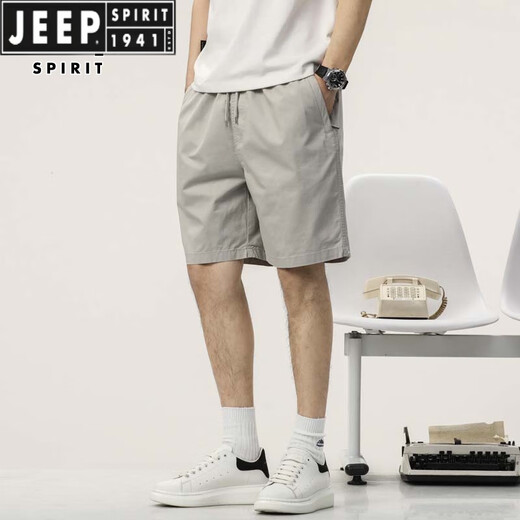 JEEP SPIRIT男士五分短裤夏季2025新款薄款棉质宽松直筒运动休闲裤子男新品 9224卡其 M
