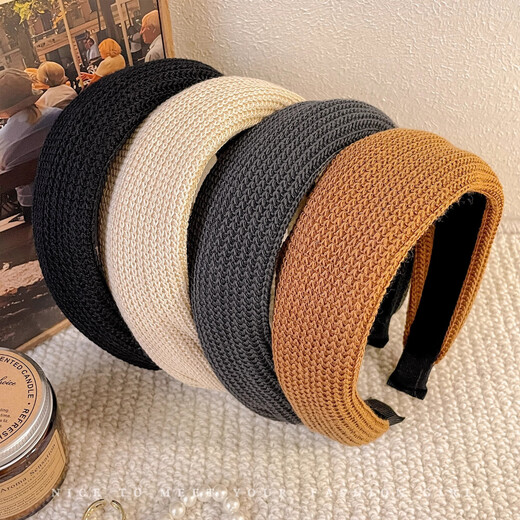 Danqin Zhao Liying's same style solid color knitted wide-brimmed headband for women, retro face wash and hair press headband, versatile hair bundle headband for going out, same style as Zhao Liying's gray
