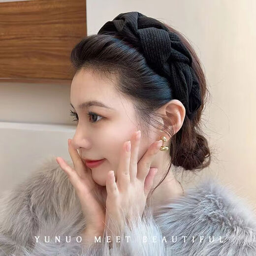 Chunla Spring and Summer Twist Hair Bundle High Skull Headband Women's Outerwear Temperament Face Wash Press Hairpin Headband Hair Accessories A335-2 Black No Mistake B04-303
