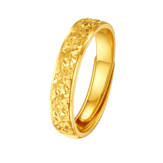 18k ring golden crushed ice ring 999 gold and silver solid gold package gold package silver women's ring - about 1.5 grams - live mouth