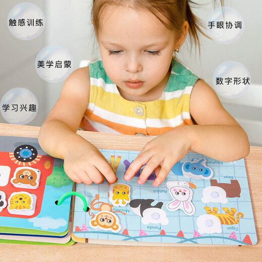 Tongfan Children's Early Education Stille Paste Buch Cartoon Erleuchtung Baby kann das Aufkleberbuch einbeschäftigtes Buch Bildungspädagogik Modell B [Kognitiver Lernen] wiederholen