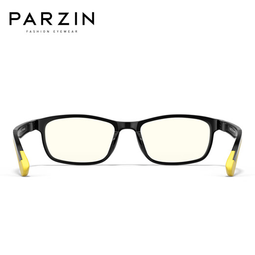 Parzin (parzin) Lunes anti-bleus Lumières Men Men de lumière plate décontractée Téléphone mobile Office Office Protection Radiation Goggles Femmes PZ15826 Cadre noir brillant Pieds jaune vif