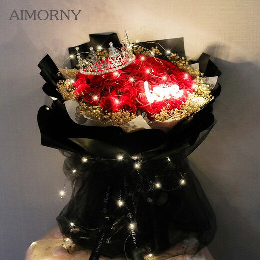 AIMORNY 52 roses eternal soap flowers delivered in the same city for New Year, Valentine's Day and birthday gifts for girlfriend other than flowers
