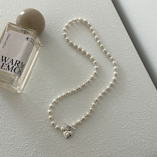 French freshwater pearl necklace light luxury niche design high-end love OT buckle sterling silver clavicle chain wholesale pearl necklace 925 silver