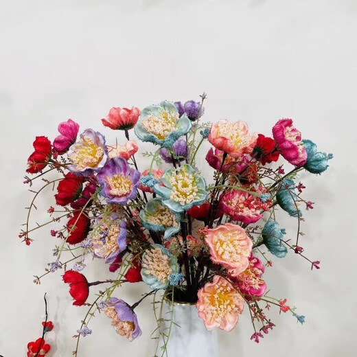 Xushansi hibiscus artificial flower azalea butterfly love flower pink butterfly dried flower guest decoration living room TV cabinet dining table flower arrangement colorful butterfly hibiscus red