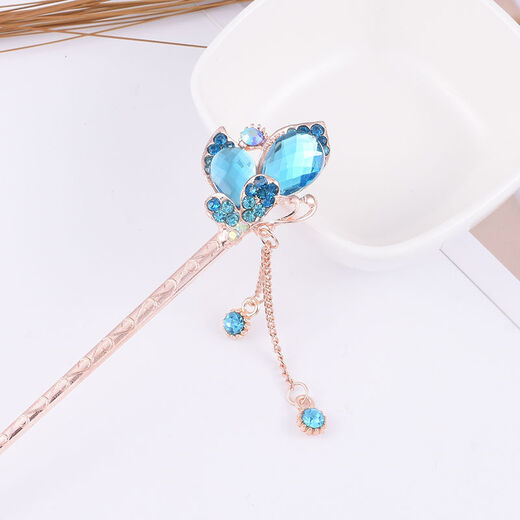 Yanxiang Children's Ancient Style Hairpin Classical Hairpin Palace Retro Hairpin Diamond Tassel Step Shaking Hairpin Hair Accessories Hanfu Pink Twin Flowers