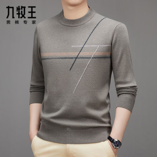 Jiumu King Wool Sweater Men's Autumn and Winter New Men's Half Turtle Neck Thickened 100 Pure Wool Warm Casual Sweater Bottoming Shirt Yunwa Gray XS 160