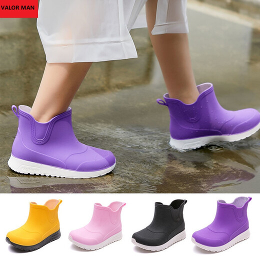 VALOR MAN elementary school students rain boots children medium and older children boys plus velvet warm rain boots rubber shoes women's shoes water boots children white background blue 31