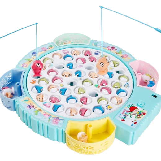 Jouets de pêche électrique en rotation magnétique jeu jeu de pêche à la pêche parent-enfant gibier de pêche interactif garçons et filles 2-3-6 ans cadeau pour enfants bleu frais-45 poisson + rotation de musique électrique [boîte de couleur]