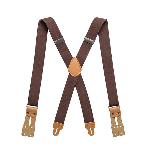 JOYBOKER 男士纽扣背带夹西装衬衫西裤背带吊带松紧防滑肩带X型3.5cm黑色吊裤带 米色
