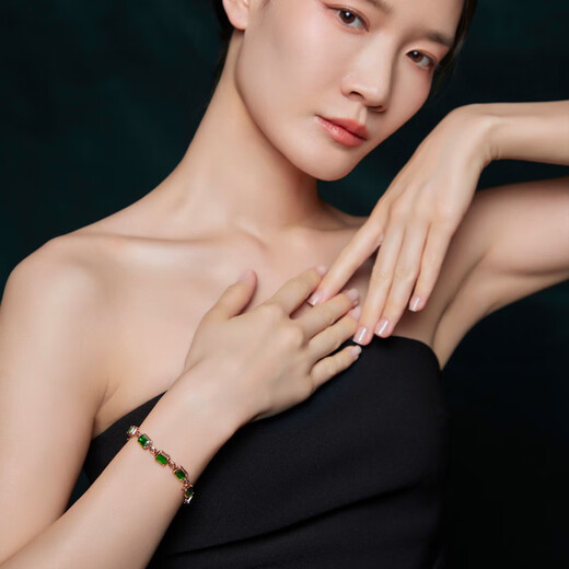 Yicai gift jewelry natural Brazilian green tourmaline bracelet for women 18k rose gold with diamonds 6.85 carats