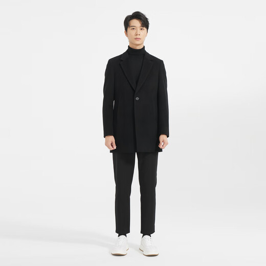
Lilang Light Fashion Men's Clothing [Same Model in Shopping Mall] Woolen Coat Men's Long Cashmere Blended Wool Jacket Q4DYR505 Black M (165)