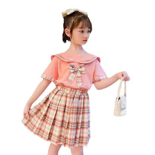 Disney Girls-Anzugsanzugsanzug 2025 Neues modisches Internet-Promi JK Girls College Style Children's Rock Zweiteiler Blau 1342 110 cm geeignet für 100-110 cm Alter 4-5 Jahre alt