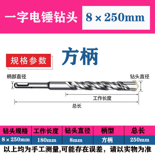 XMSJ Square Griff runden Griff verlängerter elektrischer Hammer-Aufprallbohrer durch die Wand extra Länge 500-1500 mm Zementbeton durch den Wandanpassung Square Griff 12250 mm
