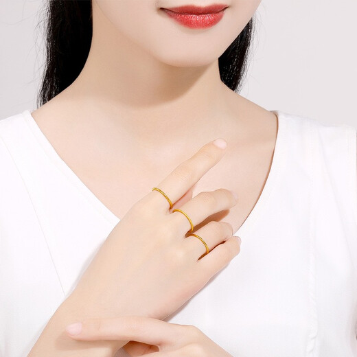 Saturday Fortune (ZLF) Gold Ring Women's Pure Gold 999 Single Stackable Aperture Tail Ring Bracelet Price Glossy No. 11 - 1.33g