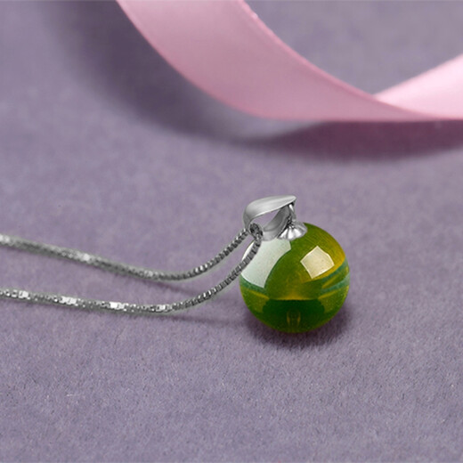 Drops of water form beads. Amber pendant. Purified water blue amber round beads. 925 silver pendant. Clean and no black spots. Mexican blue amber gift for girlfriend. 12.0-13.0mm blue amber + 925 silver pendant holder.