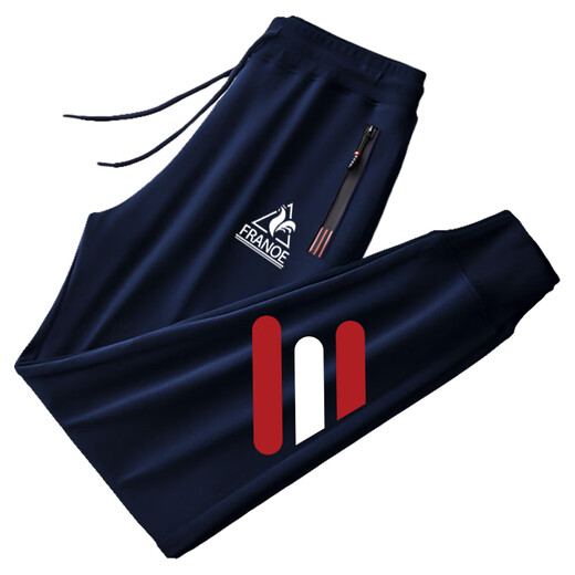 Le coq sportif French big cock casual sports pants for men in spring, autumn and winter new fashion versatile running leggings long pants black plus velvet leggings red and white three stripes 3XL recommended 180-200Jin Jin equals 0.5 kg