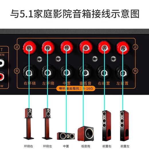 Qisheng AV-118 high power 5.1 household Bluetooth amplifier Dolby professional AV heavy bass hifi home theater KTV audio speaker card pack HDMI high definition amplifier AV-106 lossless 5.1 amplifier