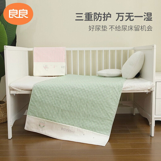 Liangliang (Liandgliang) Baby Urinseptum kann mit Leinen Baumwoll Ramie kleiner Urinpolster zweiköpfig Baby Urinpolster wasserdichtes atmungsaktives Matratzenkissen [2-teiliger Menghu Blau] 45*35 cm Baumwolle