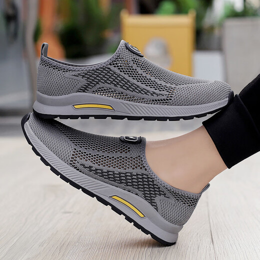 富贵鸟富贵鸟网面鞋男夏季透气轻便中老年运动休闲鞋老北京布鞋爸爸鞋子 灰色 玉林FG688 41