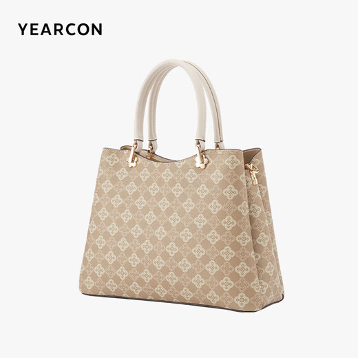 
Yierkang birthday gift large capacity tote bag contrasting color mother bag retro ladies handbag S2W28095-967 apricot color