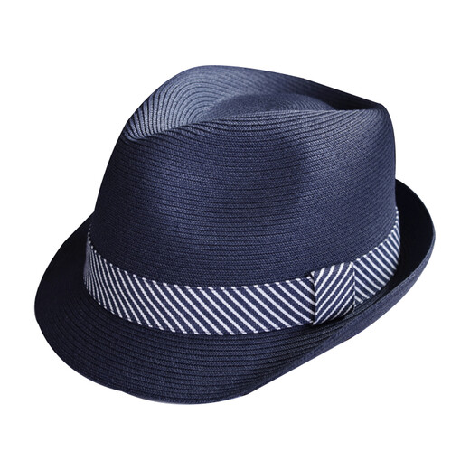 Rogosky counter trendy brand spring and summer men's and women's top hat British hand-knitted travel straw hat sun hat jazz hat light luxury original navy blue large size L (58-61cm) adjustable with windproof rope