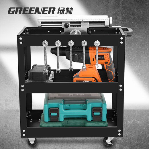 Green Forest tool trolley 3-layer multi-functional workshop household mobile parts rack with universal wheels three-layer thickening