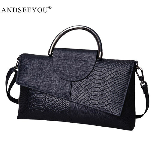 ANDSEEYOU genuine leather clutch bag for women 2025 new trendy large capacity banquet handbag for women fashion temperament crossbody bag for women black