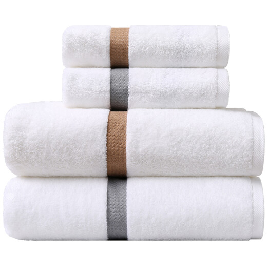 Mai Hill five-star hotel pure cotton large bath towel for men and women, adult absorbent soft cotton household couple towel set 2-piece set - bath towel + face towel - Yashi gray - pinstripe
