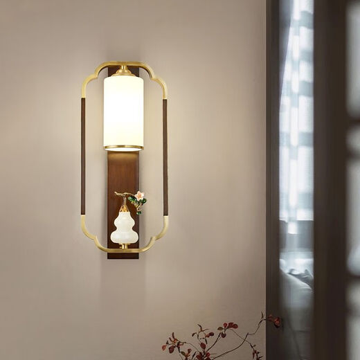 Yaotian Modern New Chinese Style Wall Lamp Full Spectrum Black Walnut Jade Lamp Living Room Rechargeable Wiring-Free Model 1001/Huizhi Lanxin-80