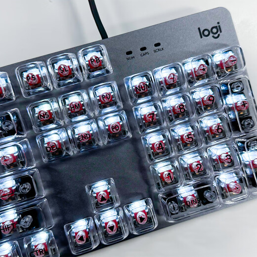 Logitech K845 teclado mecánico, teclado con cable, teclado de la oficina de juegos, deportes electrónicos, teclado de eje rojo de té verde, teclado de bricolaje de cuaderno de computadora, teclas de bricolaje, teclas de tamaño completo 104, K845 Longhua Blue Axis + Ice White White Transparent Tecla