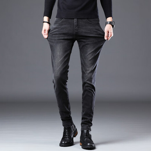 
JEEP SPIRIT jeans men's spring and autumn new straight-leg casual pants men's straight slim fit fashionable versatile trousers 1048 black 28