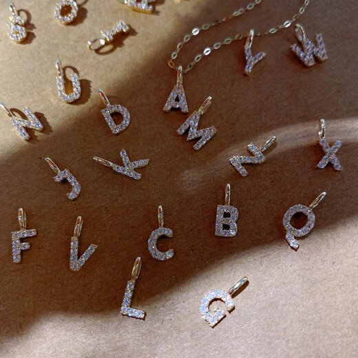 Shengli Seoul K gold light luxury jewelry pure 14K gold zircon inlaid letter pendant necklace accessories gift bracelet pendant naked chain 42cm