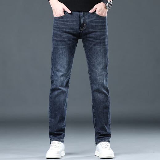 ROMON jeans men's spring and autumn 2025 new trendy straight long pants men's slim blue stretch casual pants men 1049 grey size 36 sizes waist 2 feet 8 suitable for 170-182 Jin [Jin equals 0.5 kg]