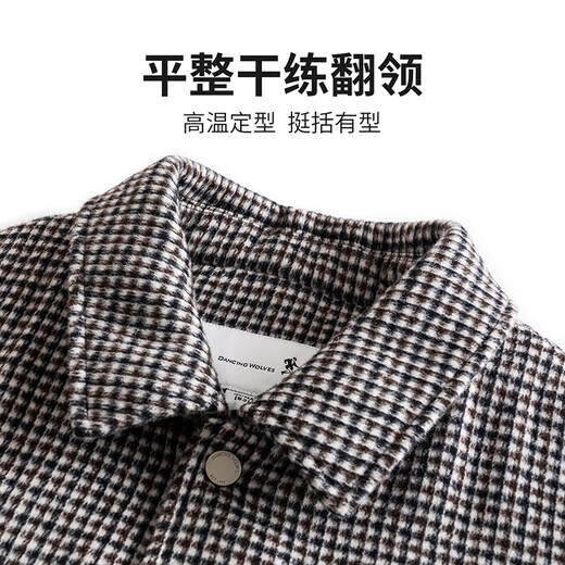 Dance with wolves [wool] jacket male winter fashionable bird grid coat men's down jacket 003 gray 175