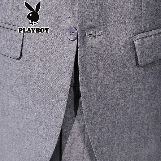 Playboy suit men's slim professional suit blazer casual suit wedding best man groom suit groom suit one button black single suit (send shirt) XL