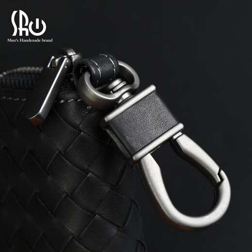 STRONGNEW Hand-woven Automotive Supplies Key Chain Soft leather Universal Young Personality Fashion Simple Key Case Black: Waxed Tire Cowhide