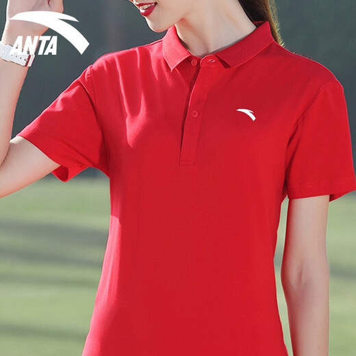 Anta (ANTA) short-sleeved T-shirt for women in summer loose breathable lapel polo shirt running fitness lightweight ice silk quick-drying clothes outdoor half-sleeved T-shirt casual sportswear -4A14066 classic red XS/155