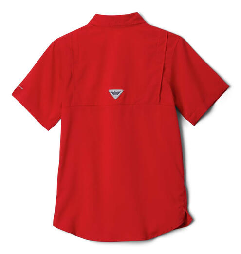 Columbia Boys Big Tamiami Short Sleeve Shirt, Red Sparkle, Large Red Sparkle Large