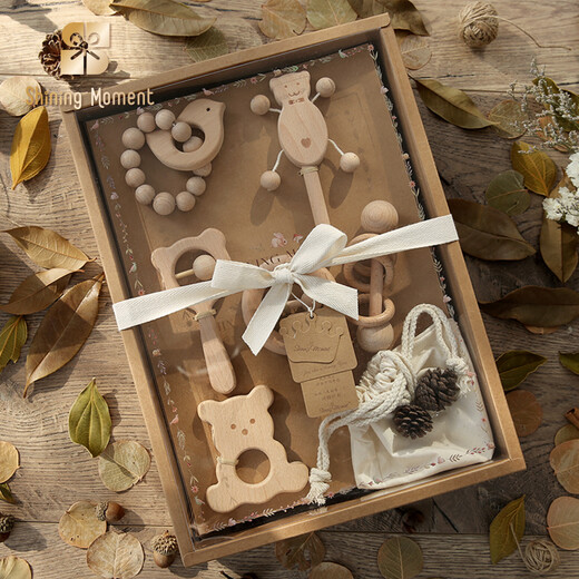 Shining Moment Shining Moment Newborn Meeting Gift Practical Baby Gift 100 Days Gift Box Baby Male and Female Toy Set Full Moon Log Toy Gift Box Set-Jingdong Shipping Same Day and Next Day Fast Delivery One Size Suitable for 0-3 Years Old