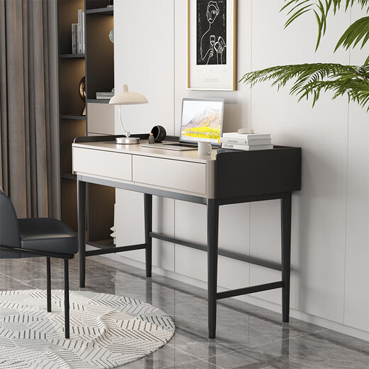 Shijia (HOME COLLECTOR) modern simple solid wood paint desk home study study computer desk bedroom bedside dressing table dressing table 0.8 meters desk - rice apricot gray single desk