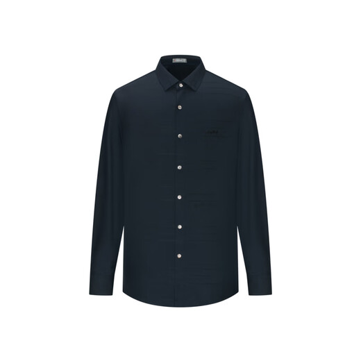 劲霸男装秋季男士提花衬衫商务纯色正统长袖宽松衬衣|BCBG3527 深兰 M (170)