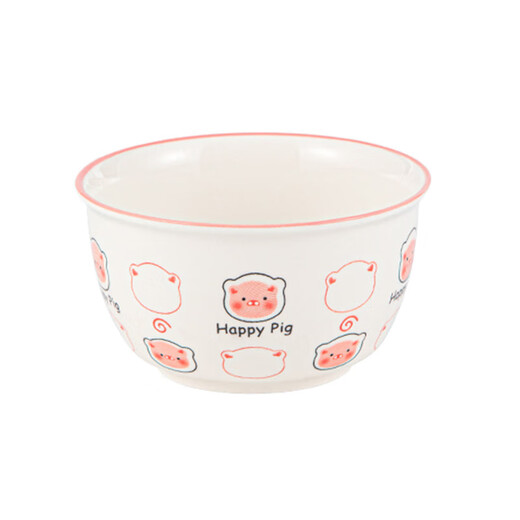 Underglaze color cute cartoon dishes set household underglaze color ceramic bowls and chopsticks plate tableware cute pig cute pig 2 bowls 2 spoons